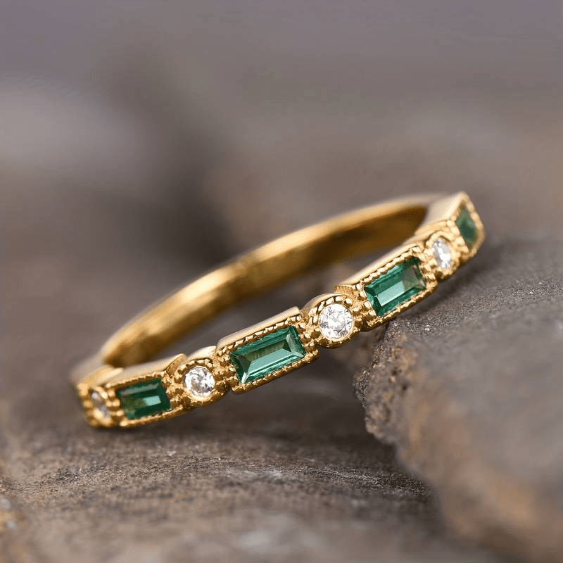Alex - Bague or zircone verte