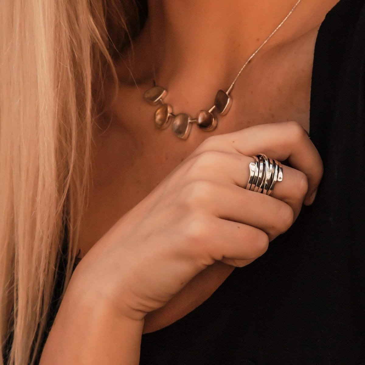 Bliss - Bague argent vintage multi-rangs