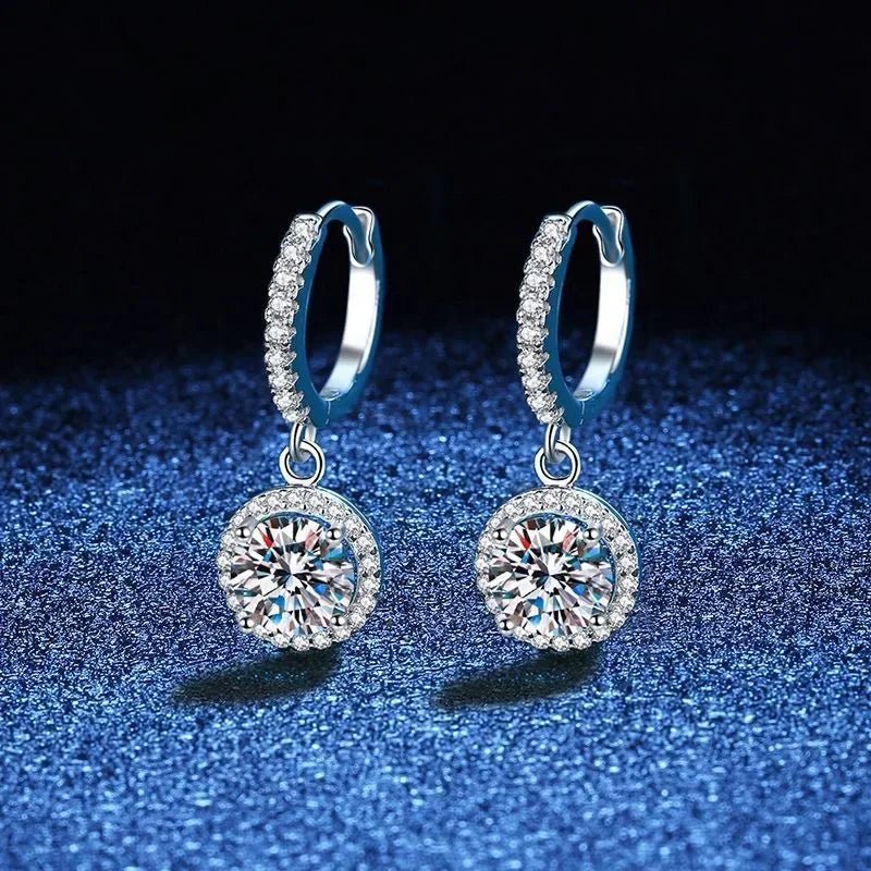 Boucles d'oreilles Moissanite 1 Carat Argent Massif