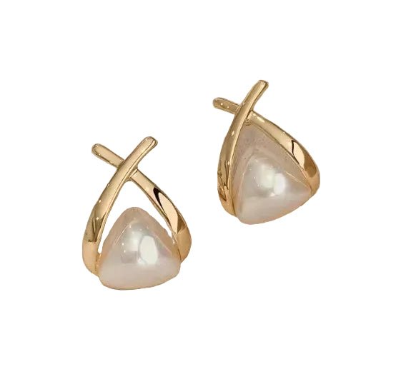 Boucles d'oreilles Pendantes Croix Triangle Perles Vintage