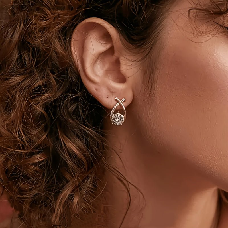 Boucles d'oreilles Puces Croix Dorée Zirconium