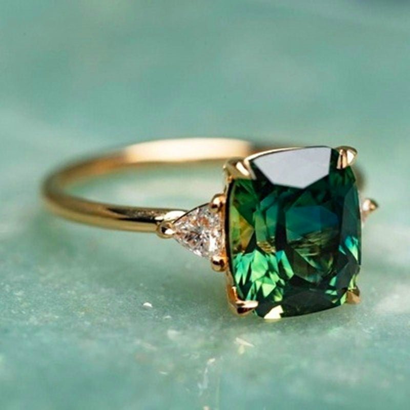 Glück - Bague zircon verte en or