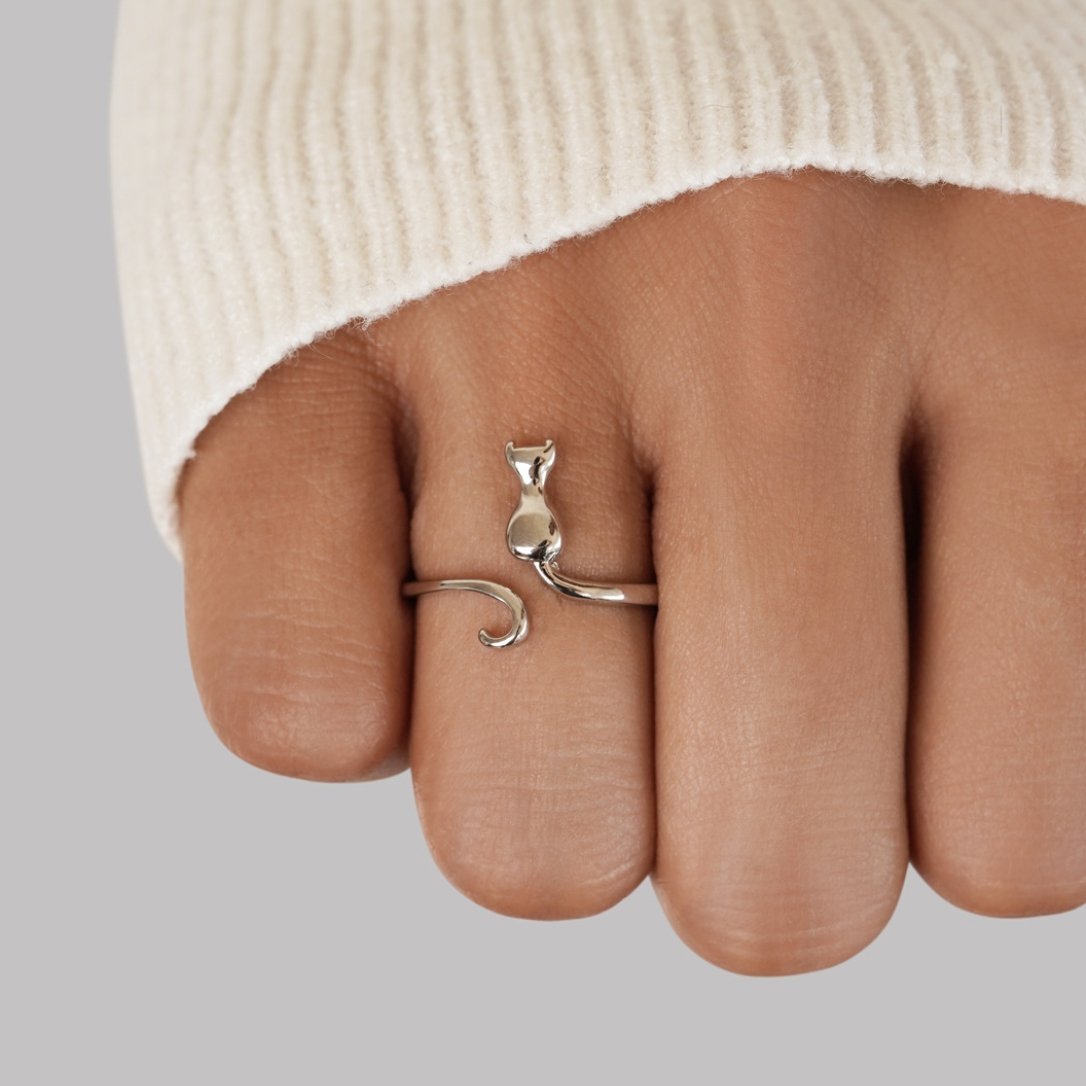 Bague argent chat de minuit
