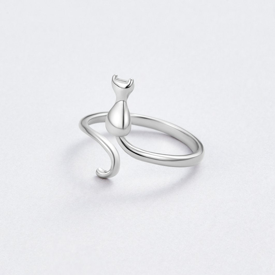 Bague argent chat de minuit