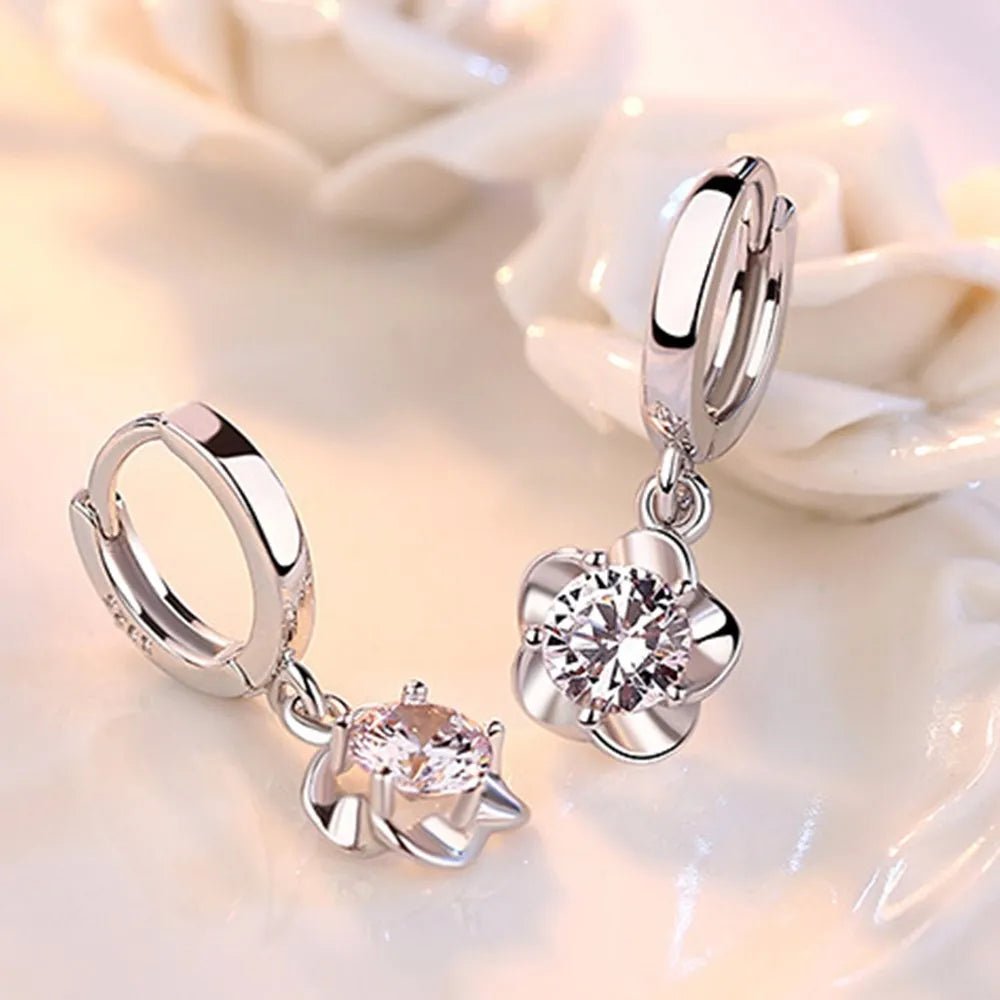 Boucles d'oreilles Argent Massif avec Zirconium Violet et Blanc