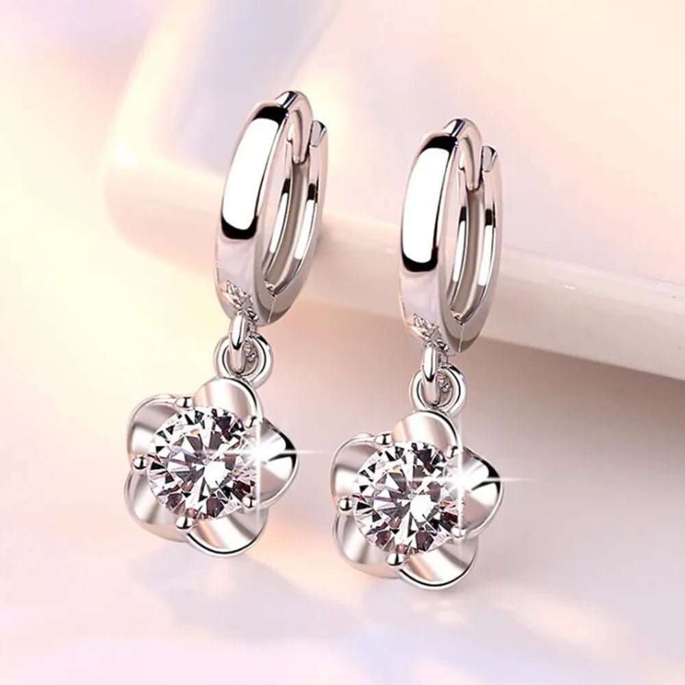 Boucles d'oreilles Argent Massif avec Zirconium Violet et Blanc