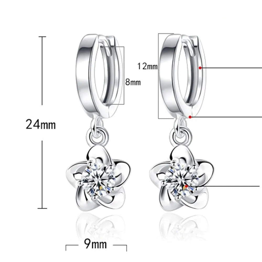 Boucles d'oreilles Argent Massif avec Zirconium Violet et Blanc