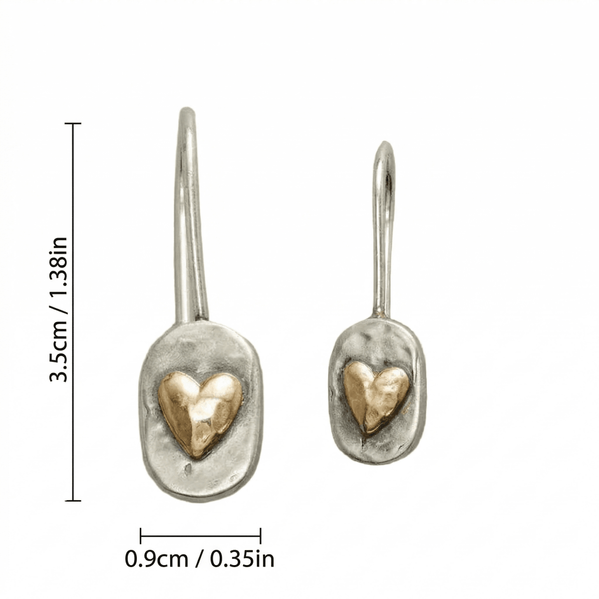 Boucles d'oreilles Cœur en Argent et Or