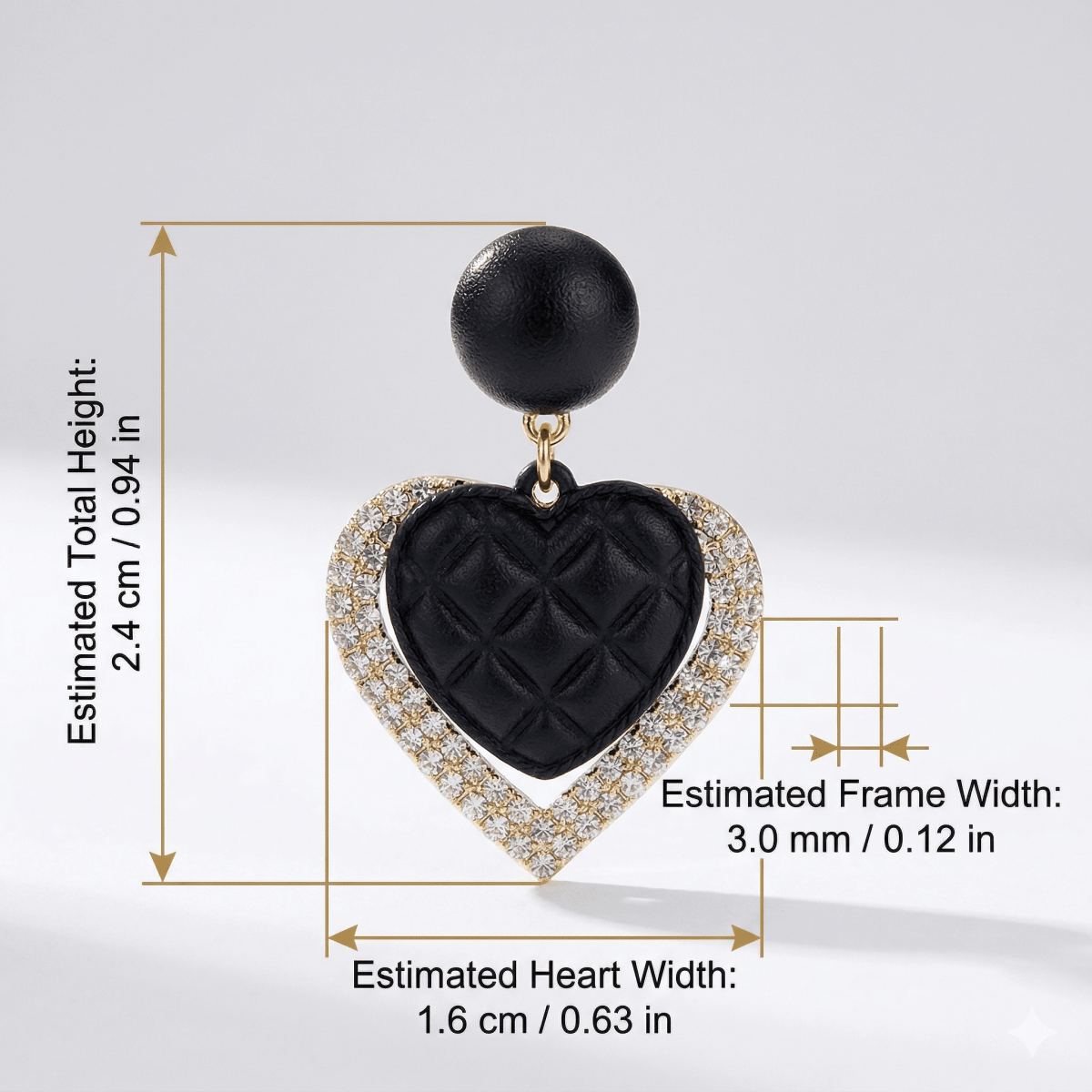 Boucles d'oreilles Cœur Noir en Or