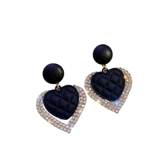 Boucles d'oreilles Cœur Noir en Or
