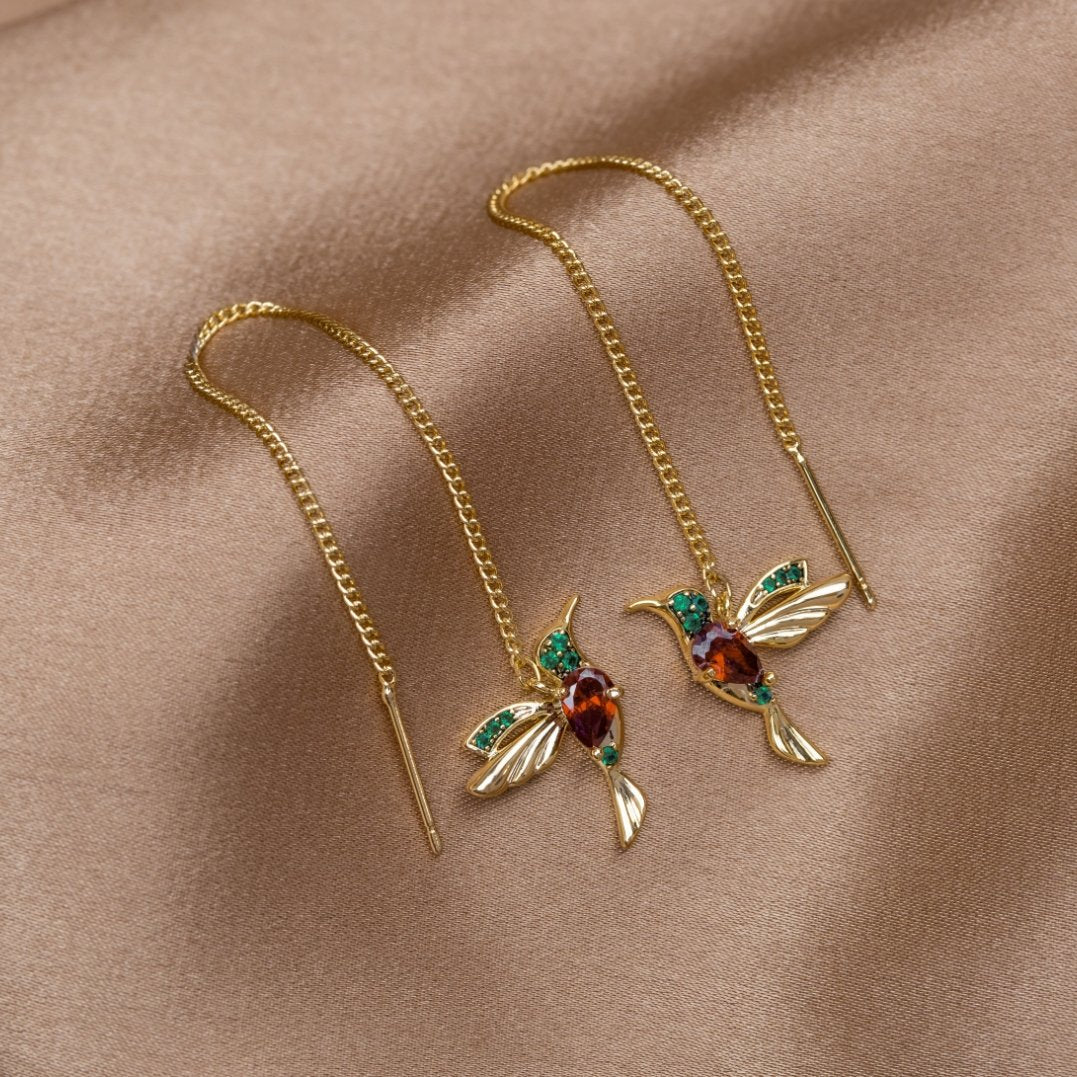 Boucles d'oreilles colibri élégantes