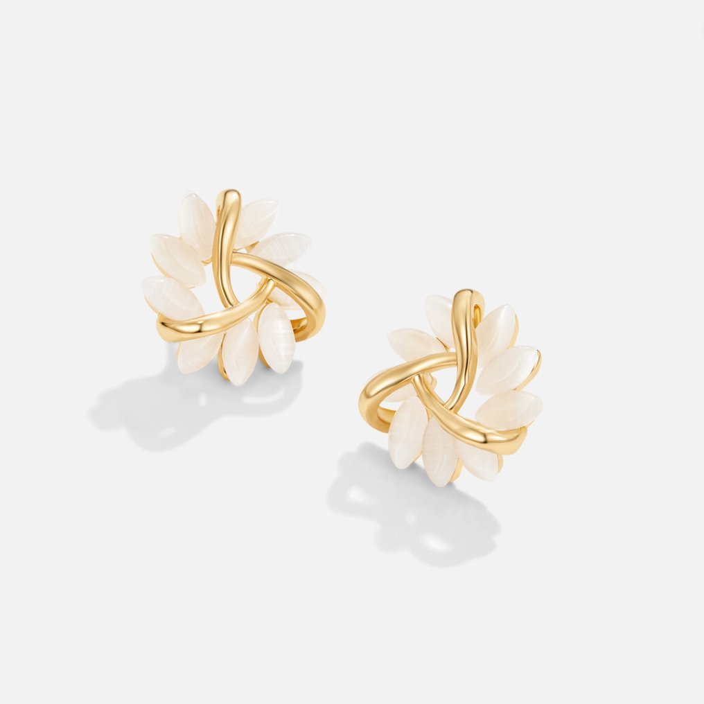 Boucles d'oreilles fleurs opale dorées