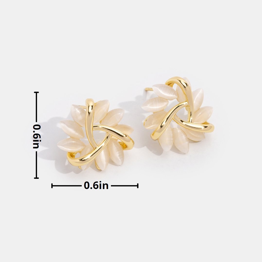 Boucles d'oreilles fleurs opale dorées