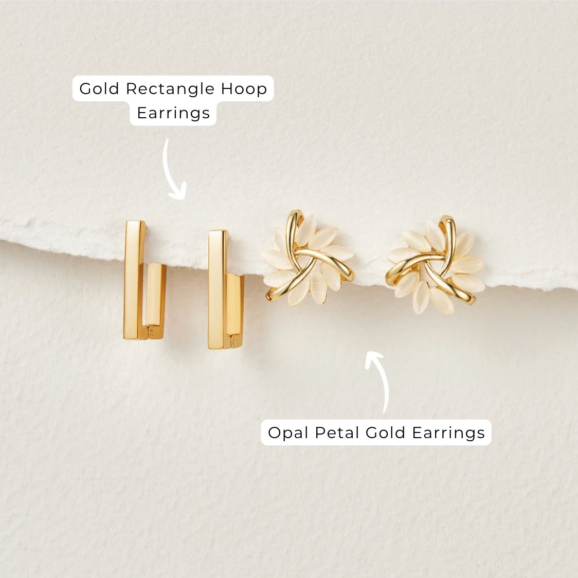 Boucles d'oreilles fleurs opale dorées