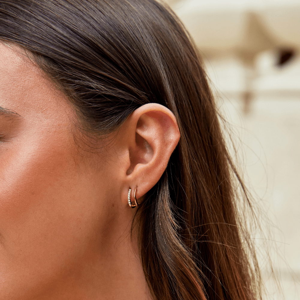 Boucles d'oreilles griffe or & cristal