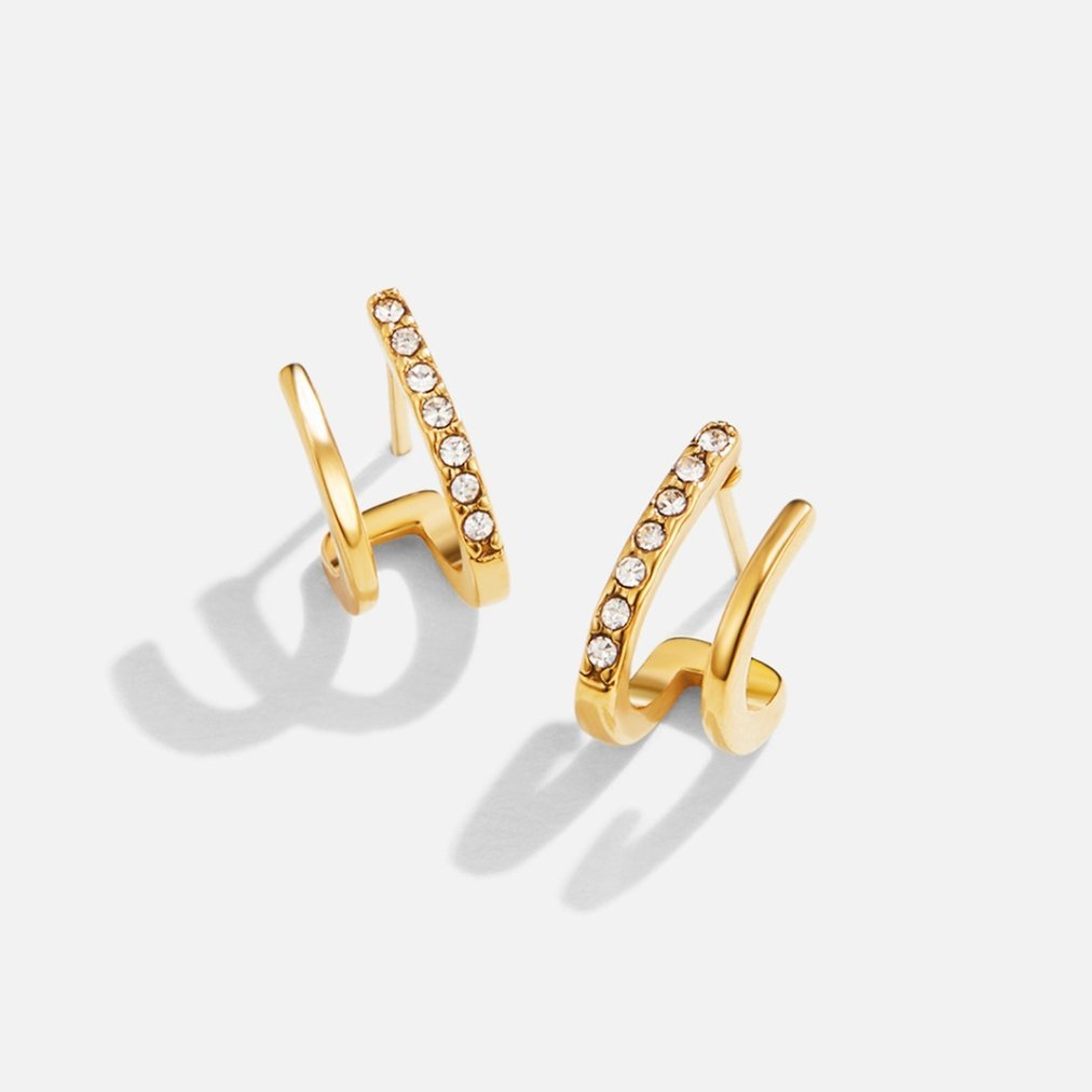 Boucles d'oreilles griffe or & cristal