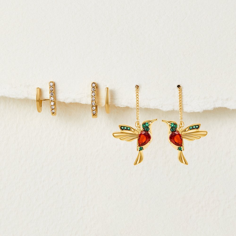 Boucles d'oreilles griffe or & cristal
