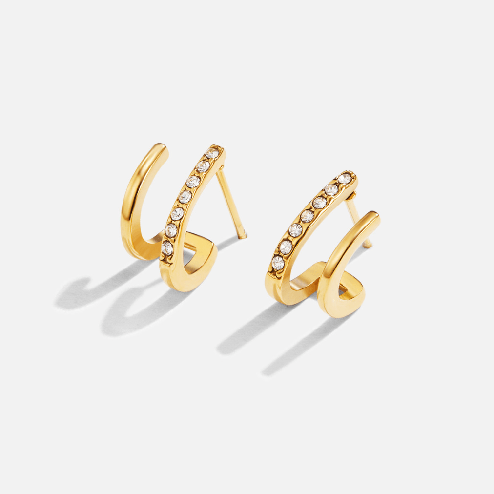 Boucles d'oreilles griffe or & cristal
