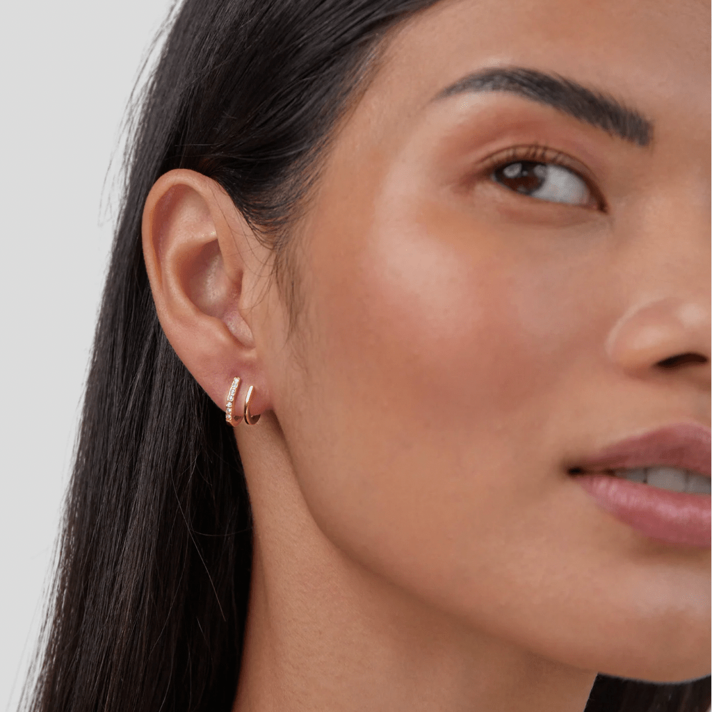 Boucles d'oreilles griffe or & cristal