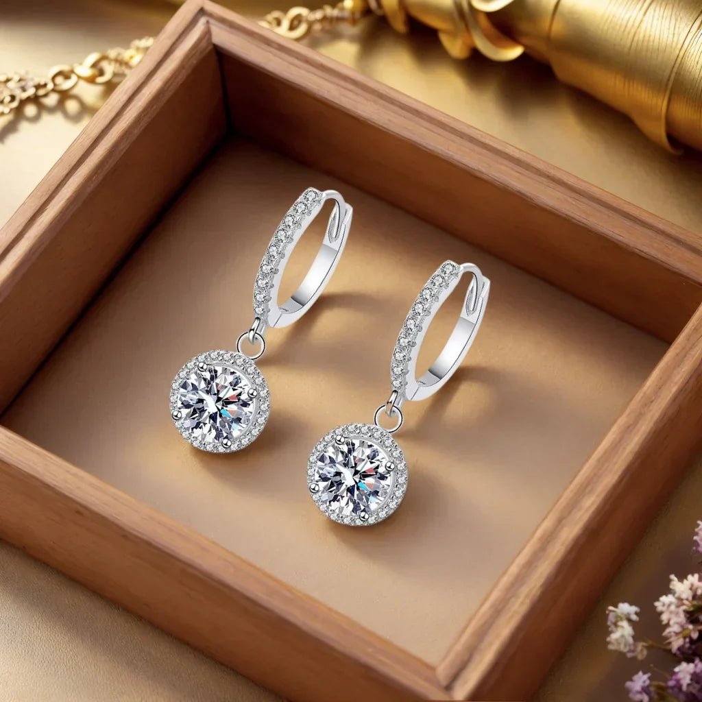 Boucles d'oreilles Moissanite 1 Carat Argent Massif