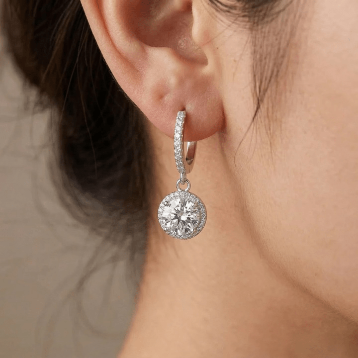 Boucles d'oreilles Moissanite 1 Carat Argent Massif