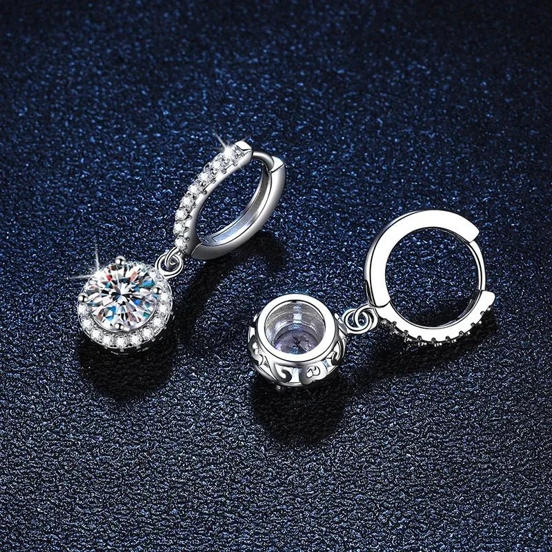 Boucles d'oreilles Moissanite 1 Carat Argent Massif