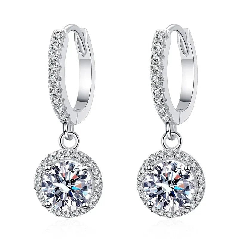 Boucles d'oreilles Moissanite 1 Carat Argent Massif