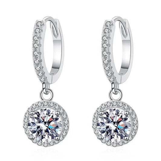 Boucles d'oreilles Moissanite 1 Carat Argent Massif