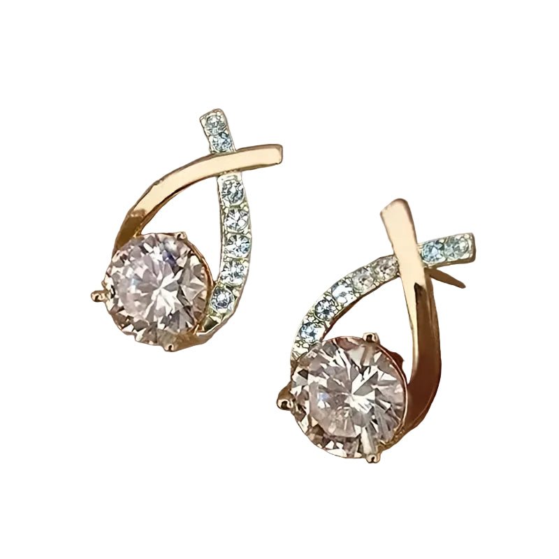 Boucles d'oreilles Puces Croix Dorée Zirconium