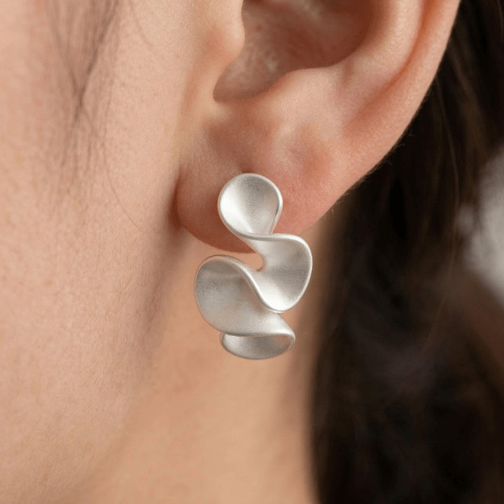 Boucles d'oreilles Puces Fleurs Argent Massif Or 18K
