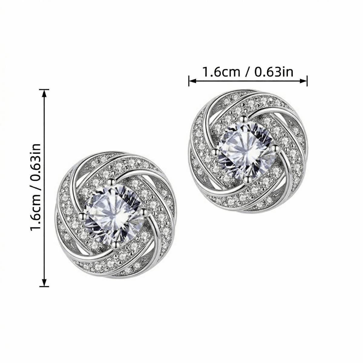 Boucles d'oreilles Puces Spirales Fleurs Cristal Dorées