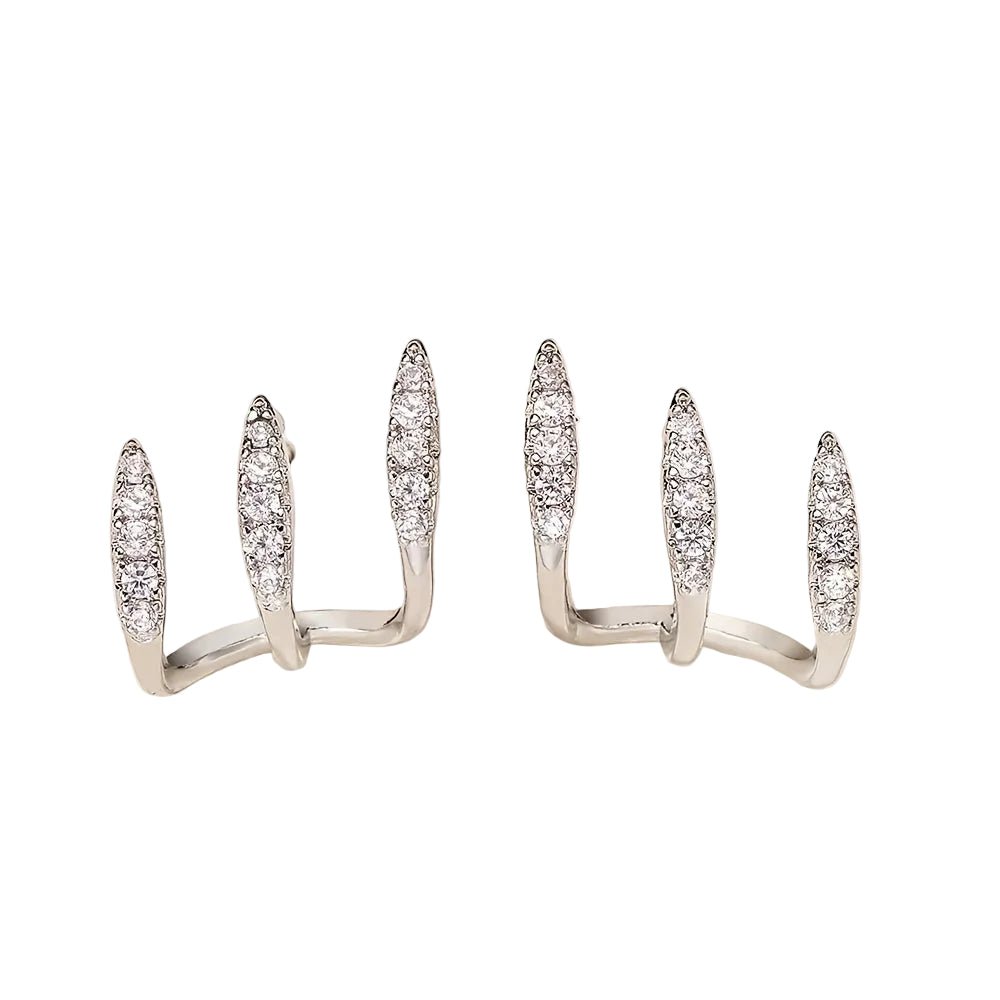 Boucles d'oreilles Strass Trois Griffes Élégantes