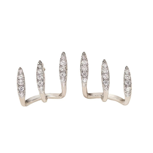 Boucles d'oreilles Strass Trois Griffes Élégantes
