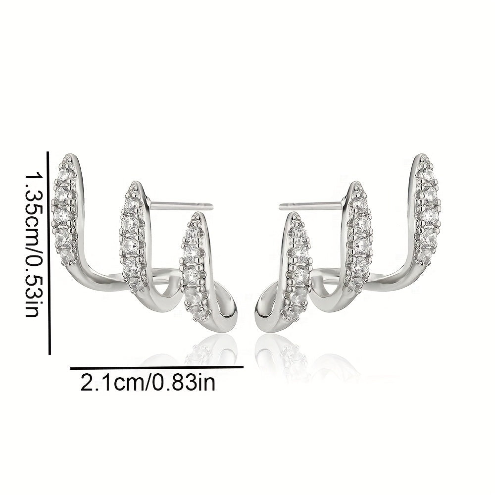 Boucles d'oreilles Strass Trois Griffes Élégantes