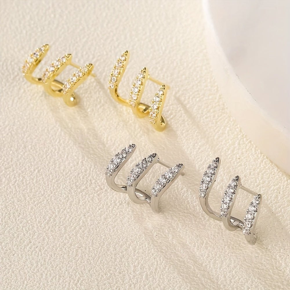 Boucles d'oreilles Strass Trois Griffes Élégantes