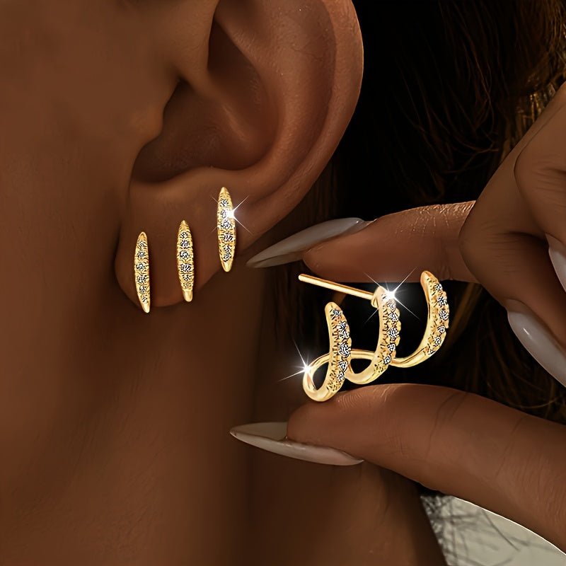 Boucles d'oreilles Strass Trois Griffes Élégantes