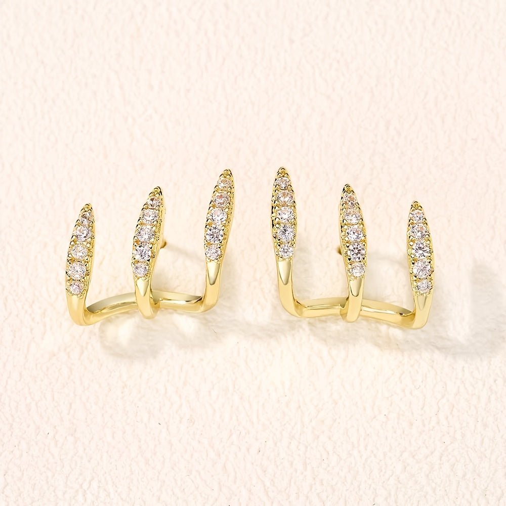 Boucles d'oreilles Strass Trois Griffes Élégantes