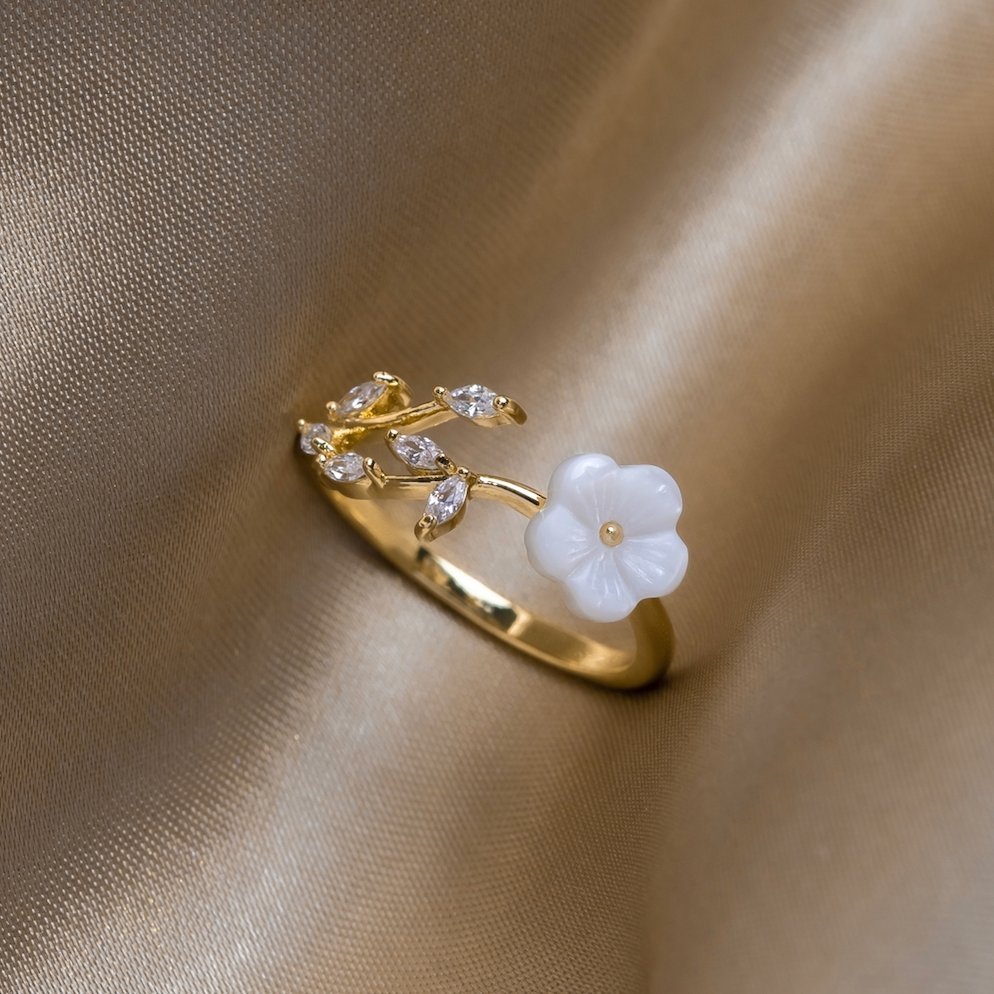 Rise - Bague fleur blanche