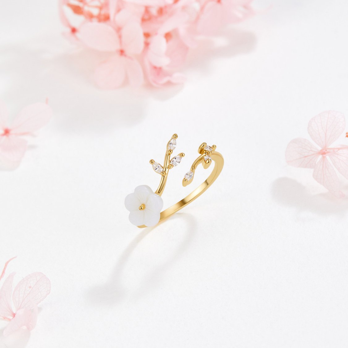 Rise - Bague fleur blanche