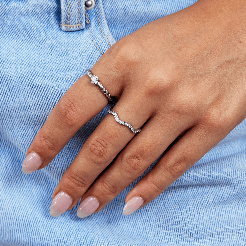 Zenya Bague ondulée cristal & argent